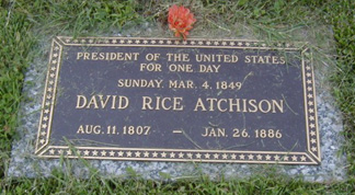 Apocryphal or not, Atchison’s tombstone declares him “President Of The United States For One Day.” (Photo: Wikipedia/AmericanCentury21)